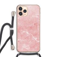 CaseCompany Roze marmer: iPhone 11 Pro Max Transparant Hoesje met koord