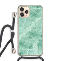 CaseCompany Groen marmer: iPhone 11 Pro Max Transparant Hoesje met koord