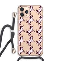 CaseCompany Musketon Unicorn: iPhone 11 Pro Max Transparant Hoesje met koord