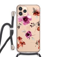 CaseCompany Geschilderde bloemen: iPhone 11 Pro Max Transparant Hoesje met koord