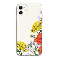 CaseCompany Wilde bloemen: iPhone 11 Transparant Hoesje