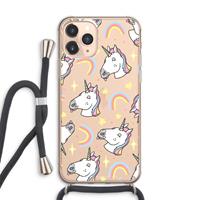 CaseCompany Rainbow Unicorn: iPhone 11 Pro Max Transparant Hoesje met koord