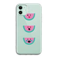 CaseCompany Smiley watermeloen: iPhone 11 Transparant Hoesje