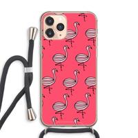 CaseCompany Flamingo: iPhone 11 Pro Max Transparant Hoesje met koord