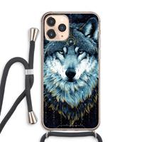 CaseCompany Darkness Wolf: iPhone 11 Pro Max Transparant Hoesje met koord
