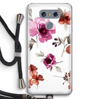 CaseCompany Geschilderde bloemen: LG G6 Transparant Hoesje met koord