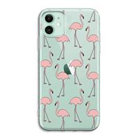 CaseCompany Anything Flamingoes: iPhone 11 Transparant Hoesje