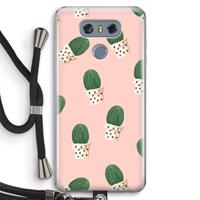 CaseCompany Cactusprint roze: LG G6 Transparant Hoesje met koord