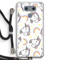 CaseCompany Rainbow Unicorn: LG G6 Transparant Hoesje met koord