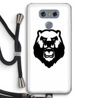 CaseCompany Angry Bear (white): LG G6 Transparant Hoesje met koord
