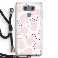 CaseCompany Hands pink: LG G6 Transparant Hoesje met koord