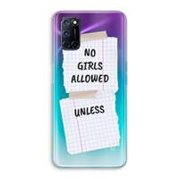 CaseCompany No Girls Allowed Unless: Oppo A92 Transparant Hoesje