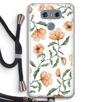 CaseCompany Peachy flowers: LG G6 Transparant Hoesje met koord