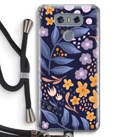CaseCompany Flowers with blue leaves: LG G6 Transparant Hoesje met koord