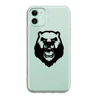 CaseCompany Angry Bear (black): iPhone 11 Transparant Hoesje