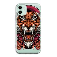 CaseCompany Tiger and Rattlesnakes: iPhone 11 Transparant Hoesje