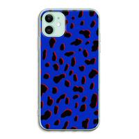 CaseCompany Blue Leopard: iPhone 11 Transparant Hoesje