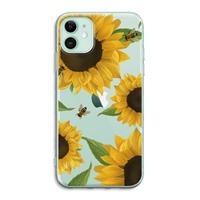 CaseCompany Sunflower and bees: iPhone 11 Transparant Hoesje