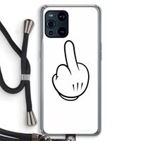 CaseCompany Middle finger white: Oppo Find X3 Pro Transparant Hoesje met koord