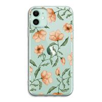 CaseCompany Peachy flowers: iPhone 11 Transparant Hoesje