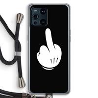 CaseCompany Middle finger black: Oppo Find X3 Pro Transparant Hoesje met koord