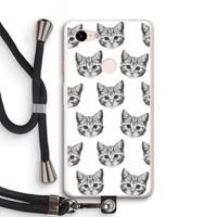 CaseCompany Kitten: Pixel 3 XL Transparant Hoesje met koord