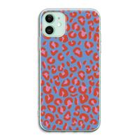 CaseCompany Leopard blue: iPhone 11 Transparant Hoesje