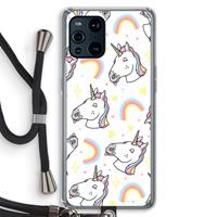 CaseCompany Rainbow Unicorn: Oppo Find X3 Pro Transparant Hoesje met koord