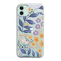 CaseCompany Flowers with blue leaves: iPhone 11 Transparant Hoesje