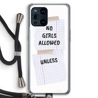 CaseCompany No Girls Allowed Unless: Oppo Find X3 Pro Transparant Hoesje met koord