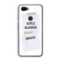CaseCompany No Girls Allowed Unless: Google Pixel 3a Transparant Hoesje