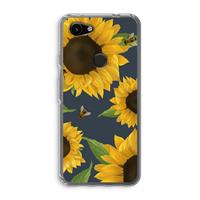 CaseCompany Sunflower and bees: Google Pixel 3a Transparant Hoesje