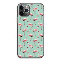 CaseCompany Flamingoprint groen: iPhone 11 Pro Transparant Hoesje