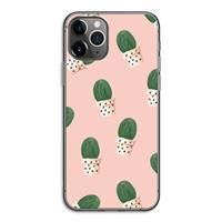 CaseCompany Cactusprint roze: iPhone 11 Pro Transparant Hoesje