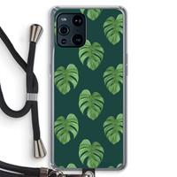 CaseCompany Monstera leaves: Oppo Find X3 Pro Transparant Hoesje met koord