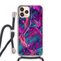 CaseCompany Pink Clouds: iPhone 11 Pro Max Transparant Hoesje met koord