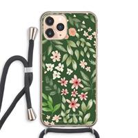 CaseCompany Botanical green sweet flower heaven: iPhone 11 Pro Max Transparant Hoesje met koord