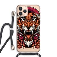 CaseCompany Tiger and Rattlesnakes: iPhone 11 Pro Max Transparant Hoesje met koord