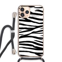 CaseCompany Zebra pattern: iPhone 11 Pro Max Transparant Hoesje met koord