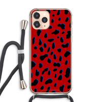 CaseCompany Red Leopard: iPhone 11 Pro Max Transparant Hoesje met koord