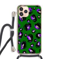 CaseCompany Green Cheetah: iPhone 11 Pro Max Transparant Hoesje met koord