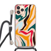 CaseCompany Colored Zebra: iPhone 11 Pro Max Transparant Hoesje met koord