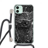 CaseCompany Zwart marmer: iPhone 11 Transparant Hoesje met koord