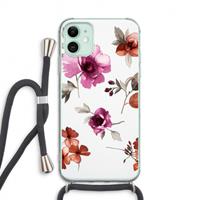 CaseCompany Geschilderde bloemen: iPhone 11 Transparant Hoesje met koord