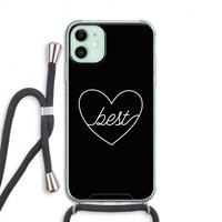 CaseCompany Best heart black: iPhone 11 Transparant Hoesje met koord