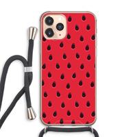 CaseCompany Watermelon: iPhone 11 Pro Max Transparant Hoesje met koord