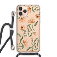 CaseCompany Peachy flowers: iPhone 11 Pro Max Transparant Hoesje met koord