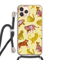 CaseCompany Cute Tigers and Leopards: iPhone 11 Pro Max Transparant Hoesje met koord