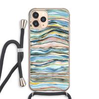 CaseCompany Watercolor Agate: iPhone 11 Pro Max Transparant Hoesje met koord