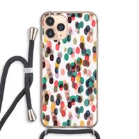 CaseCompany Tropical Dots: iPhone 11 Pro Max Transparant Hoesje met koord